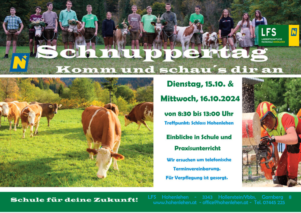 Schnuppertage am 15. und 16. Oktober 2024